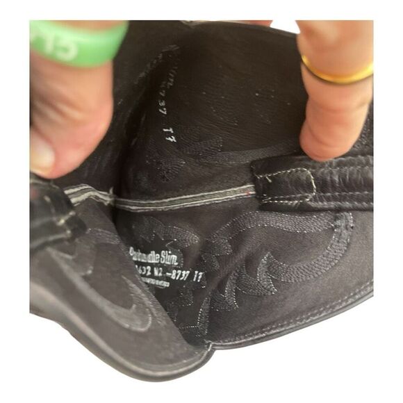 Women’s Panhandle Slim Vintage Black Leather Cowboy Boots Size 6B - Picture 6 of 8